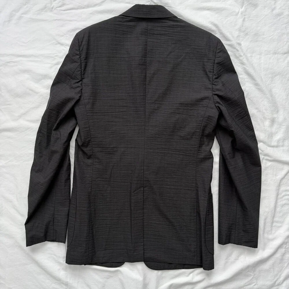 PRADA Charcoal Gray Textured Cotton Suit Blazer 52L